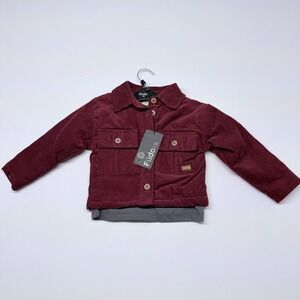 Fudo Kids Corduroy Sherpa Lined Jacket 2Y Burgundy Long Sleeve Button Front